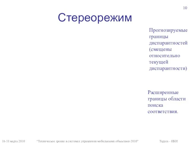 Стереорежим 16-18 марта 2010 “Техническое зрение в системах управления мобильными объектами-2010” Таруса