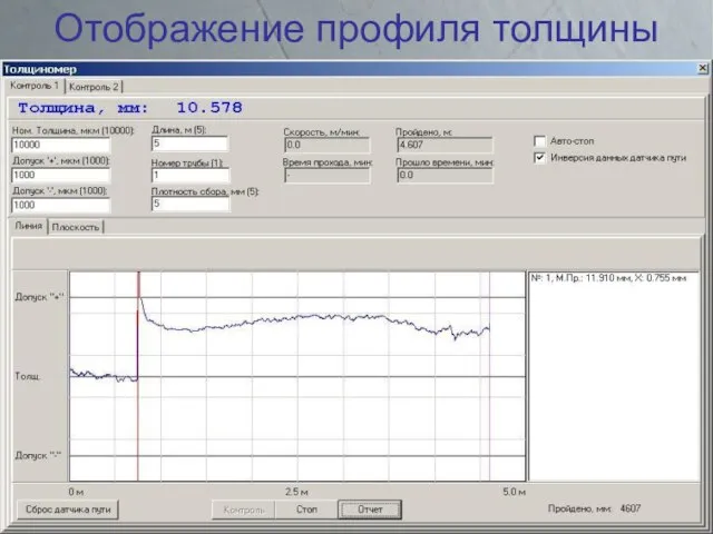 Отображение профиля толщины