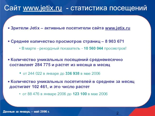 Сайт www.jetix.ru - статистика посещений Зрители Jetix – активные посетители сайта www.jetix.ru