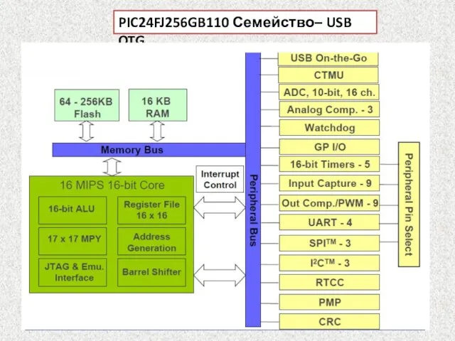 PIC24FJ256GB110 Семейство– USB OTG