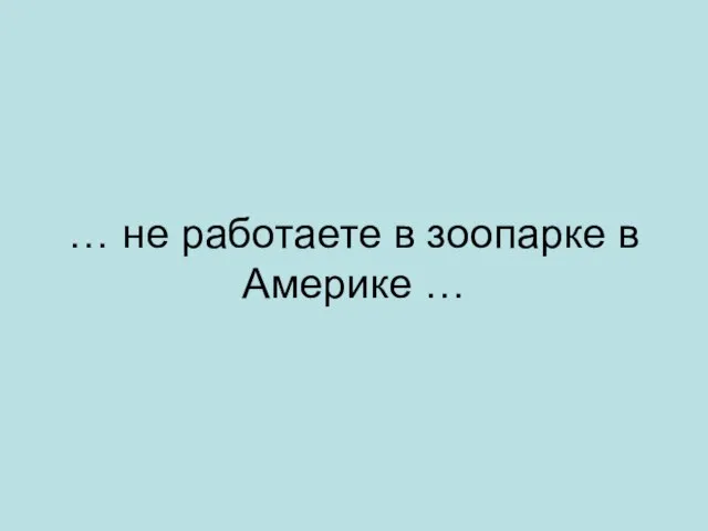 … не работаете в зоопарке в Америке …