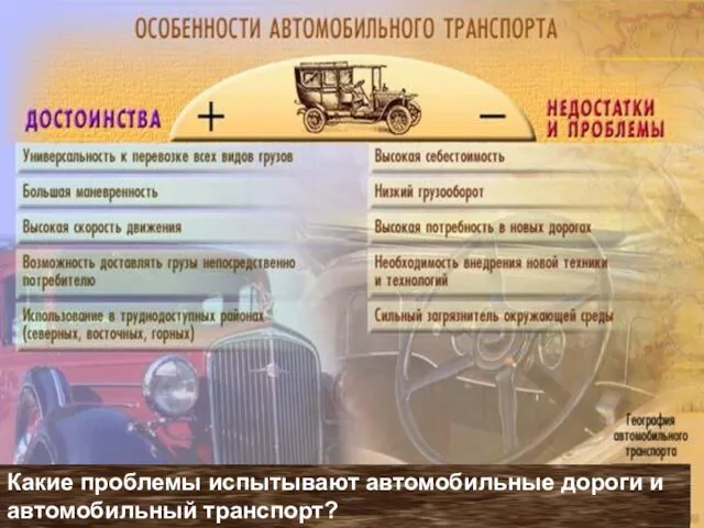 Какие проблемы испытывают автомобильные дороги и автомобильный транспорт?