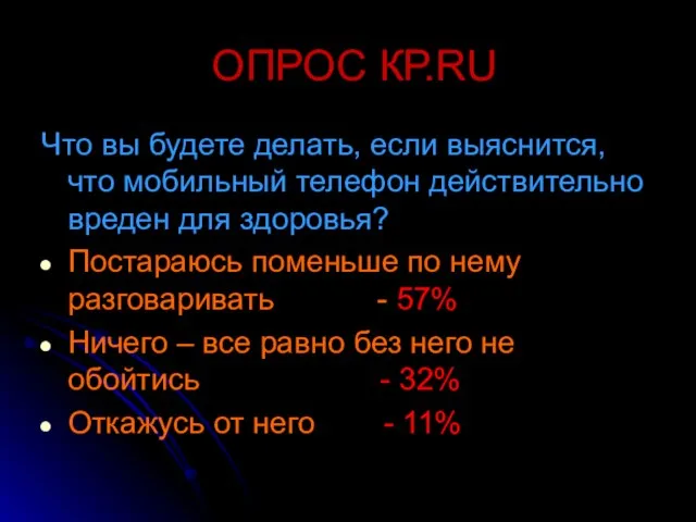 ОПРОС КР.RU Что вы будете делать, если выяснится, что мобильный телефон действительно