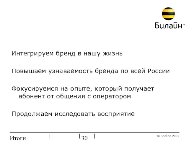 Итоги ребрендинга Интегрируем бренд в нашу жизнь Повышаем узнаваемость бренда по всей