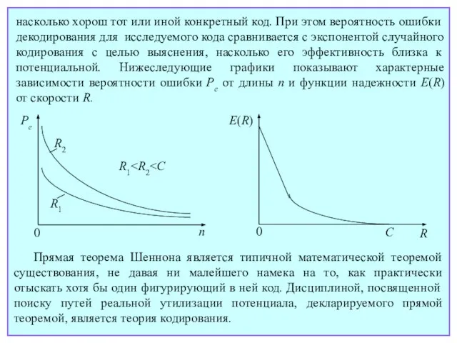 Прямая теорема Шеннона является типичной математической теоремой существования, не давая ни малейшего