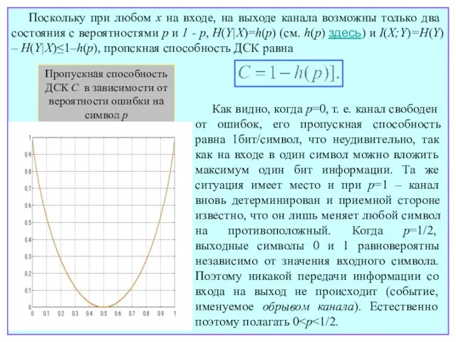 Поскольку при любом x на входе, на выходе канала возможны только два