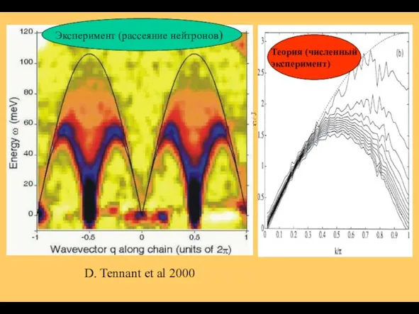 Спектр возбуждений в KCuF3 D. Tennant et al 2000 Теория (численный эксперимент) Эксперимент (рассеяние нейтронов)