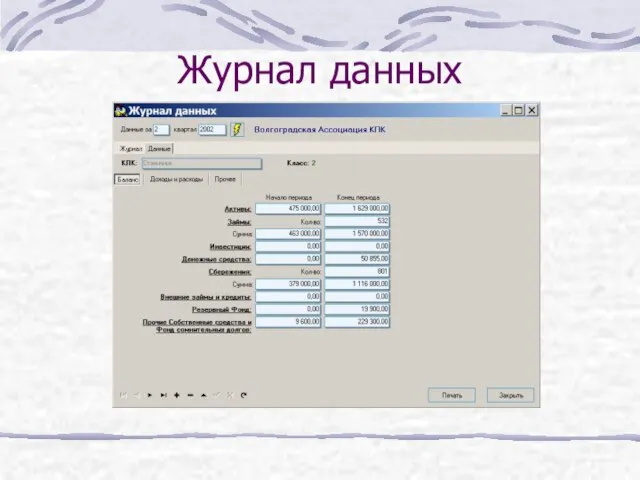 Журнал данных