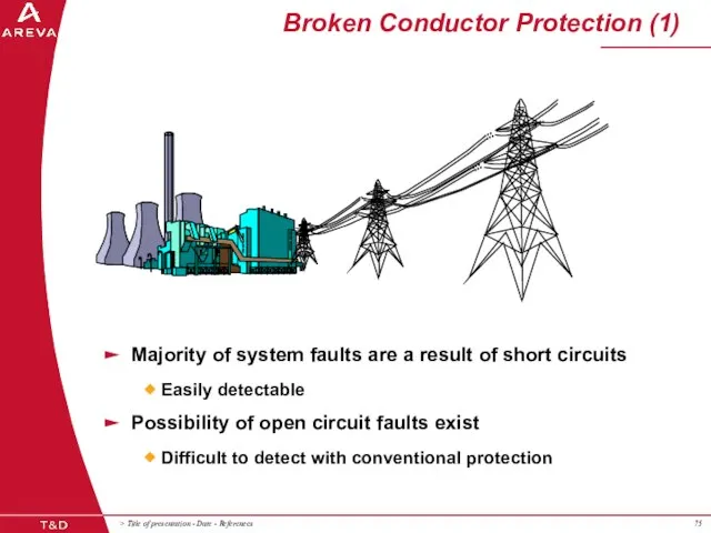 Broken Conductor Protection (1) Majority of system faults are a result of