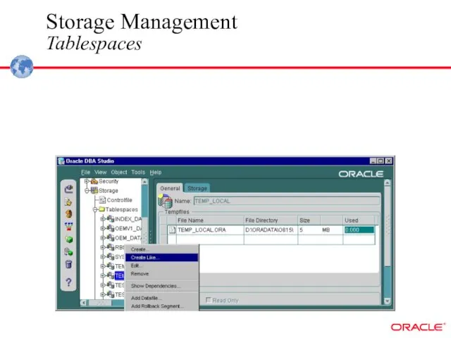 Storage Management Tablespaces