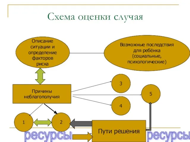 Схема оценки случая Описание ситуации и определение факторов риска Возможные последствия для