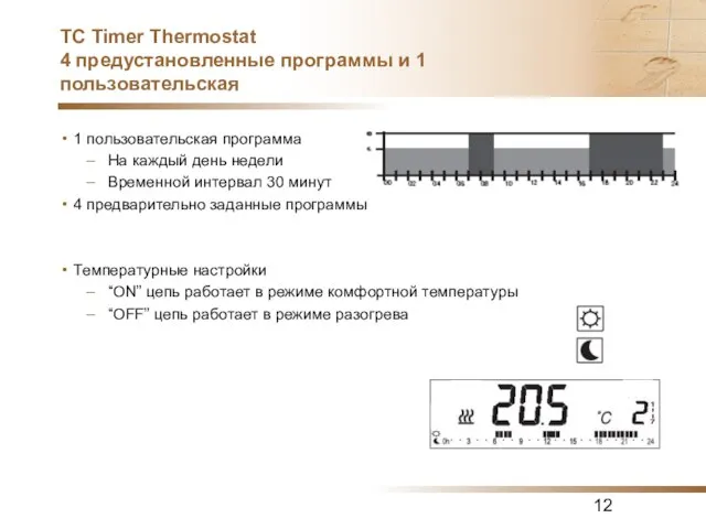 TC Timer Thermostat 4 предустановленные программы и 1 пользовательская 1 пользовательская программа