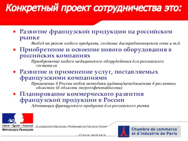 Развитие французской продукции на российском рынке Вывод на рынок нового продукта, создание