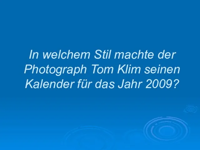 In welchem Stil machte der Photograph Tom Klim seinen Kalender für das Jahr 2009?