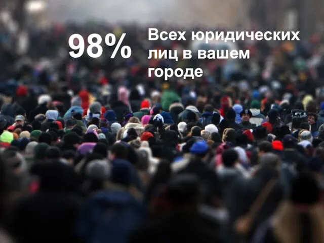 Всех юридических лиц в вашем городе 98%