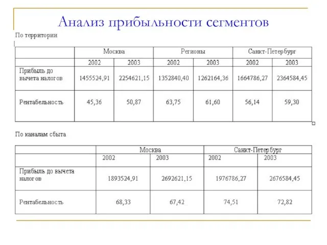 Анализ прибыльности сегментов