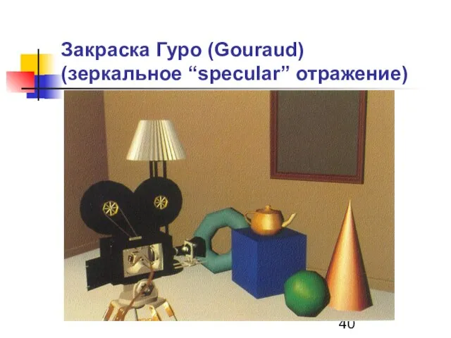 Закраска Гуро (Gouraud) (зеркальное “specular” отражение)