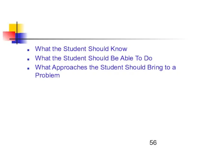 What the Student Should Know What the Student Should Be Able To