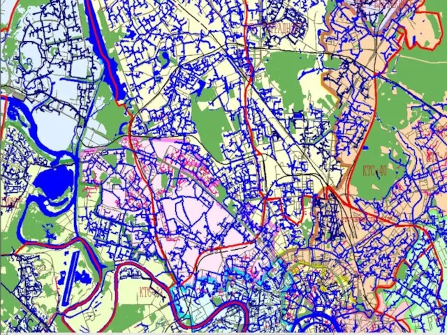 Топологическая модель магистральных тепловых сетей СВАО, привязанная к плану города Топологическая модель
