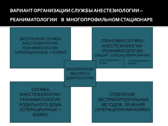 ЭКСТРЕННАЯ СЛУЖБА АНЕСТЕЗИОЛОГИИ- РЕАНИМАТОЛОГИИ (ОПЕРАЦИОННЫЕ + КОЙКИ) ОТДЕЛЕНИЕ ЭКСТРАКОРПОРАЛЬНЫХ МЕТОДОВ ЛЕЧЕНИЯ (ОПЕРАЦИОННАЯ+КОЙКИ)