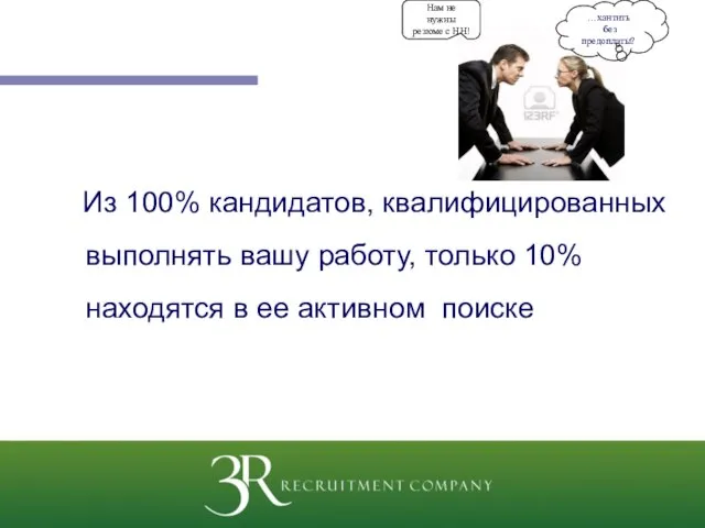 Из 100% кандидатов, квалифицированных выполнять вашу работу, только 10% находятся в ее