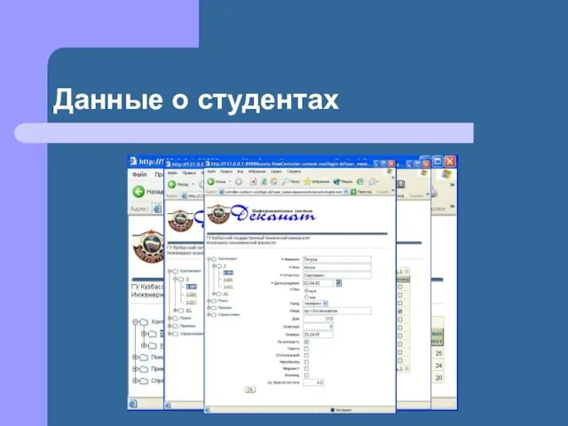 Данные о студентах