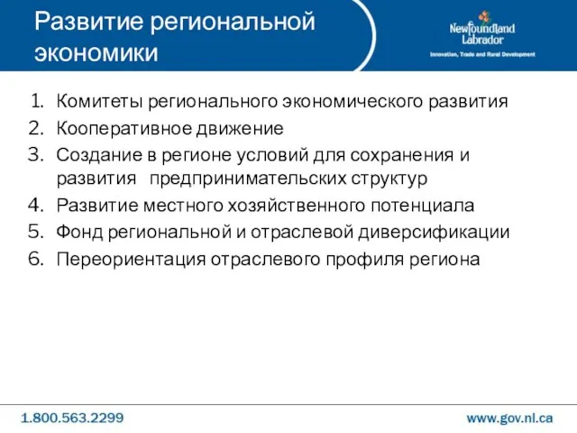 Развитие региональной экономики Комитеты регионального экономического развития Кооперативное движение Создание в регионе