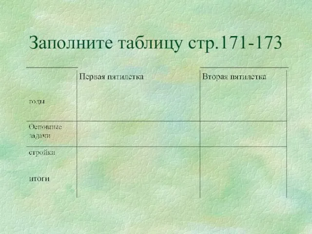 Заполните таблицу стр.171-173