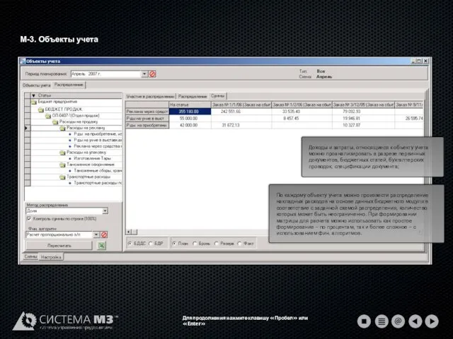 М-3. Объекты учета Для продолжения нажмите клавишу «Пробел» или «Enter»