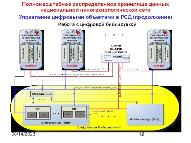 08/14/2023 Полномасштабное распределенное хранилище данных национальной нанотехнологической сети Управление цифровыми объектами в