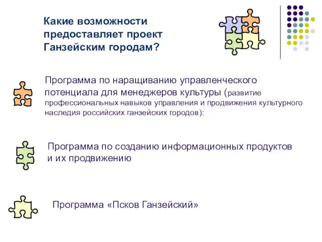 Какие возможности предоставляет проект Ганзейским городам? Программа по наращиванию управленческого потенциала для