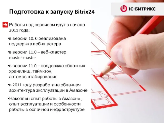 Подготовка к запуску Bitrix24 Работы над сервисом идут с начала 2011 года: