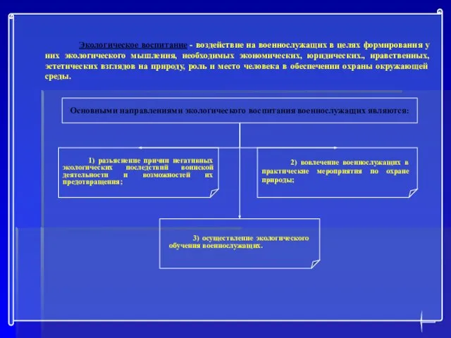 Экологическое воспитание - воздействие на военнослужащих в целях формирования у них экологического