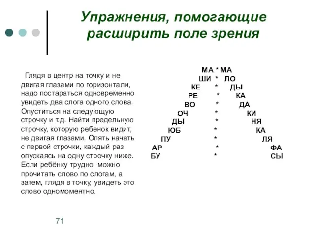 Упражнения, помогающие расширить поле зрения Глядя в центр на точку и не