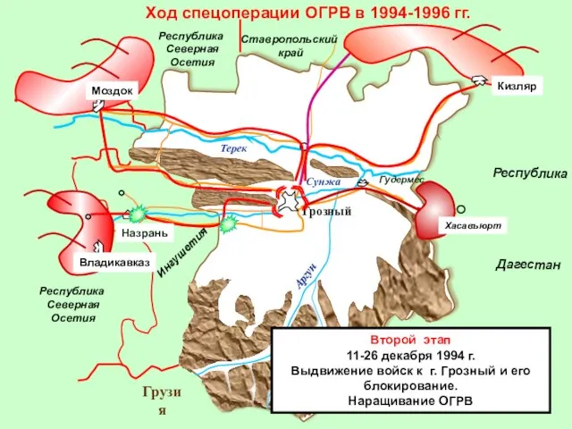 Ход спецоперации ОГРВ в 1994-1996 гг. Второй этап 11-26 декабря 1994 г.