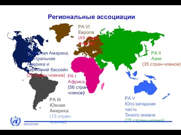 Региональные ассоциации РА I Африка (56 стран-членов) РA III Южная Америка (13