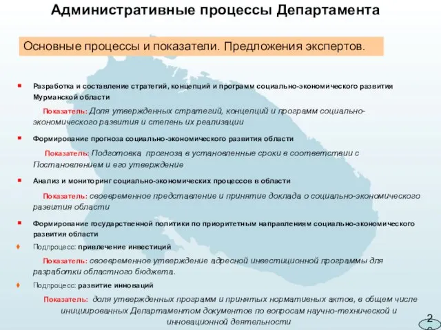 Административные процессы Департамента Разработка и составление стратегий, концепций и программ социально-экономического развития