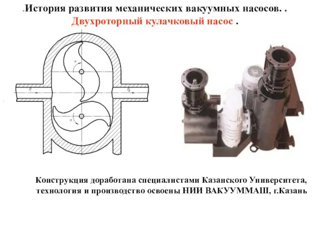 .История развития механических вакуумных насосов. . Двухроторный кулачковый насос . Конструкция доработана