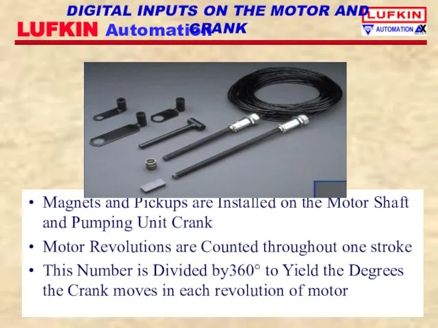 DIGITAL INPUTS ON THE MOTOR AND CRANK Magnets and Pickups are Installed