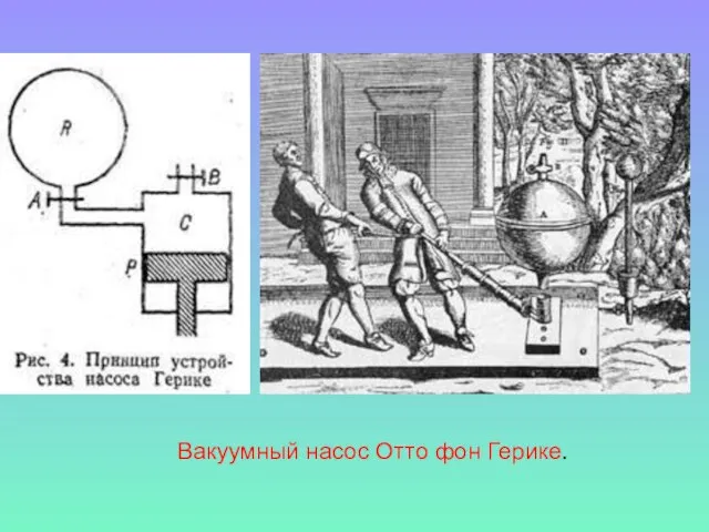 Вакуумный насос Отто фон Герике.