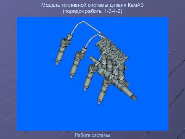 Модель топливной системы дизеля КамАЗ (порядок работы 1-3-4-2) Работа системы