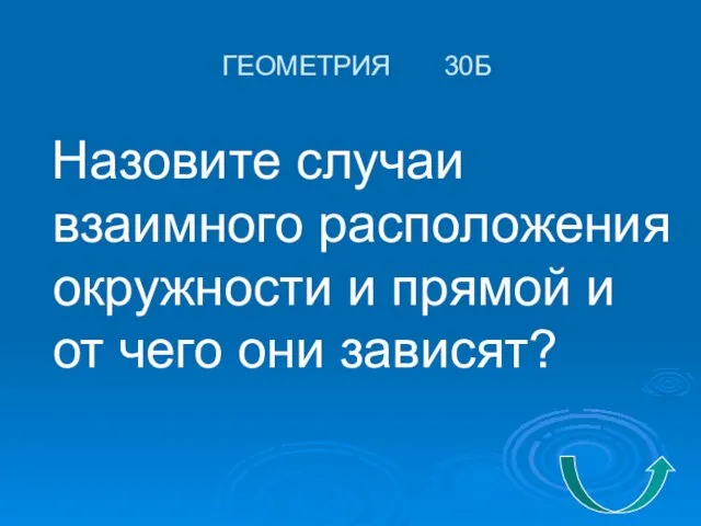 ГЕОМЕТРИЯ 30Б Назовите случаи взаимного расположения окружности и прямой и от чего они зависят?