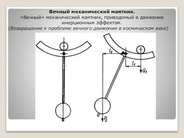 Вечный механический маятник. «Вечный» механический маятник, приводимый в движение инерционным эффектом. (Возвращение