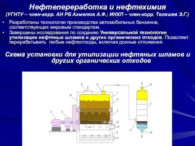 Нефтепереработка и нефтехимия (УГНТУ – член-корр. АН РБ Ахметов А.Ф.; ИНХП –