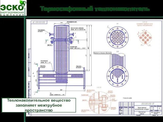 Термосифонный теплонакопитель Теплонакопительное вещество заполняет межтрубное пространство