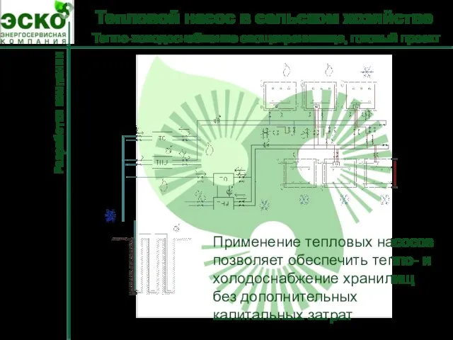 Тепловой насос в сельском хозяйстве Тепло-холодоснабжение овощехранилища, готовый проект Разработки компании Применение