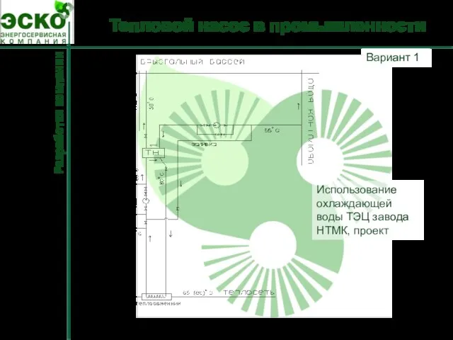 Тепловой насос в промышленности Использование охлаждающей воды ТЭЦ завода НТМК, проект Вариант 1 Разработки компании