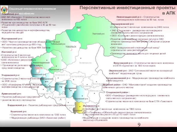 Перспективные инвестиционные проекты в АПК Исетский р-н: Строительство 5 молочных комплексов на