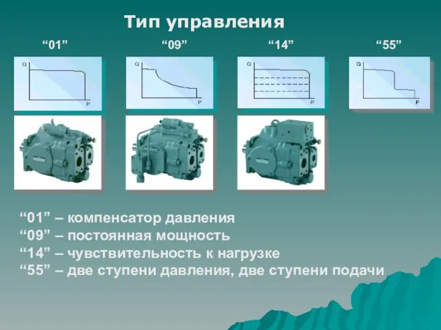 Тип управления “01” “09” “14” “55” “01” – компенсатор давления “09” –