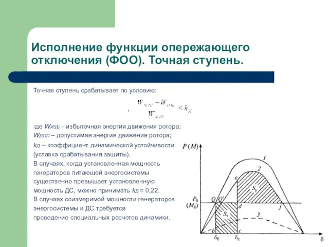 Исполнение функции опережающего отключения (ФОО). Точная ступень. Точная ступень срабатывает по условию: